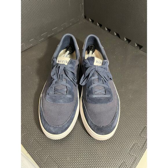 Kizik Prague Navy Blue Size Mens 14‎ Wide Canvas Suede Sneakers Hands Free - Picture 2 of 7